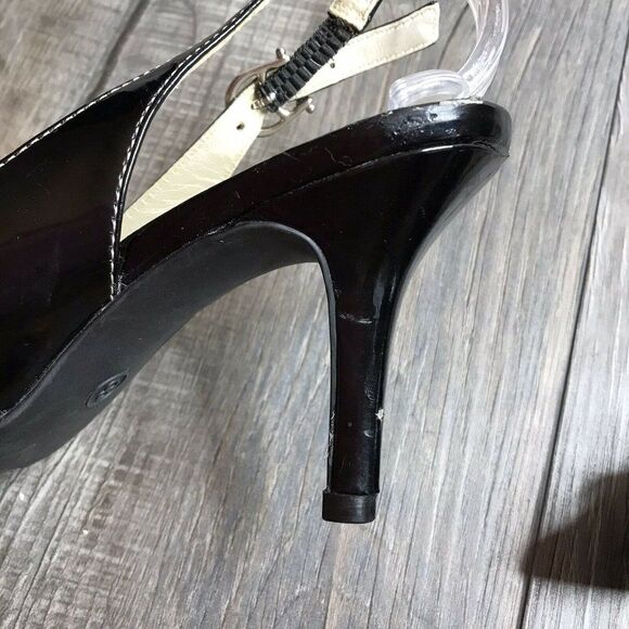 Etienne Aigner Womens Bronte Black Bow Slingback Heels Round Toe Size 8M - Picture 7 of 10